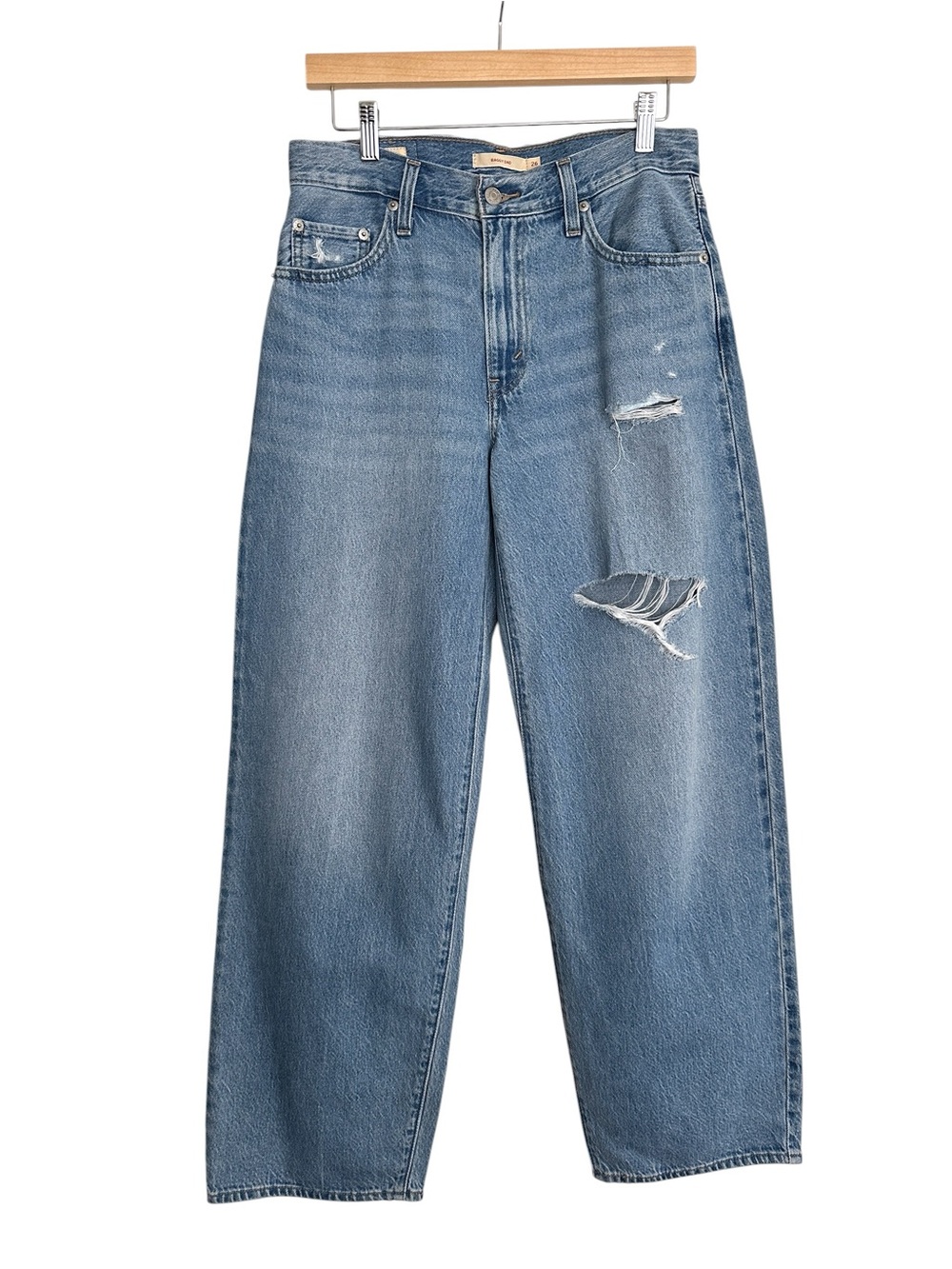 LEVI’S Premium Baggy Dad Jeans W26 L30 Distressed Wide Leg Y2K Skater Denim
